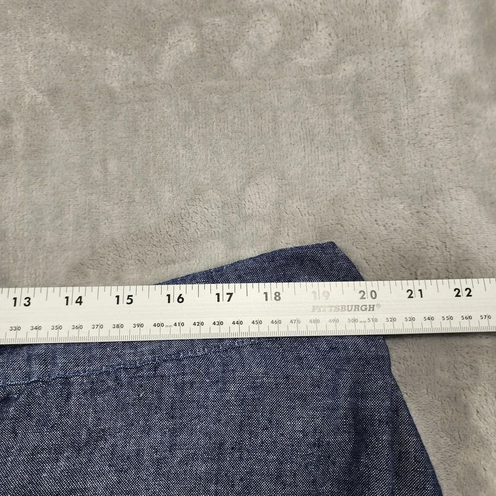 Dā-sh Skirt Womens 1X Blue Chambray Linen Blend Button Front Elastic Waist Lined